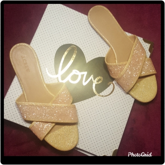 J.Crew Glitter Criss Cross Slides - Picture 2 of 4